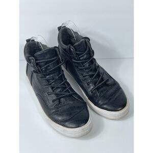 TOMS Size 9 Camila High Top Sneaker Black Leather Croc Embossed